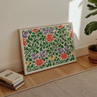 Chinese Botanical Illustration Owen Jones Art Print, Framed Floral Artwork Red Peonies Purple Blooms Green