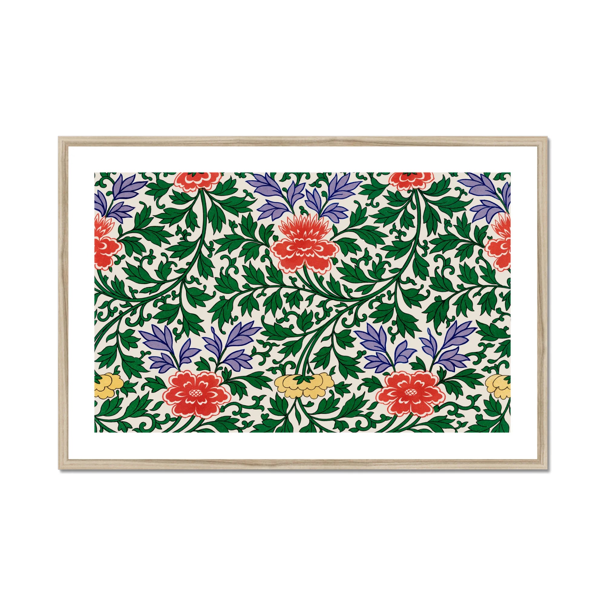 Chinese Botanical Illustration - Owen Jones Art Print, Framed Floral Pattern