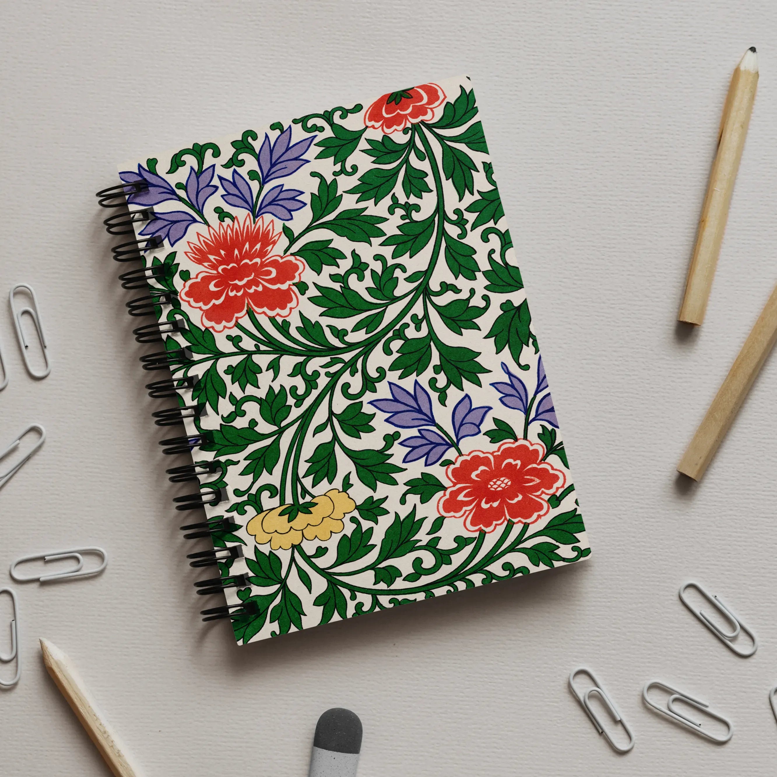 Chinese Botanical Illustration - Owen Jones Notebook - A5 / Graph - Notebooks & Notepads - Aesthetic Art