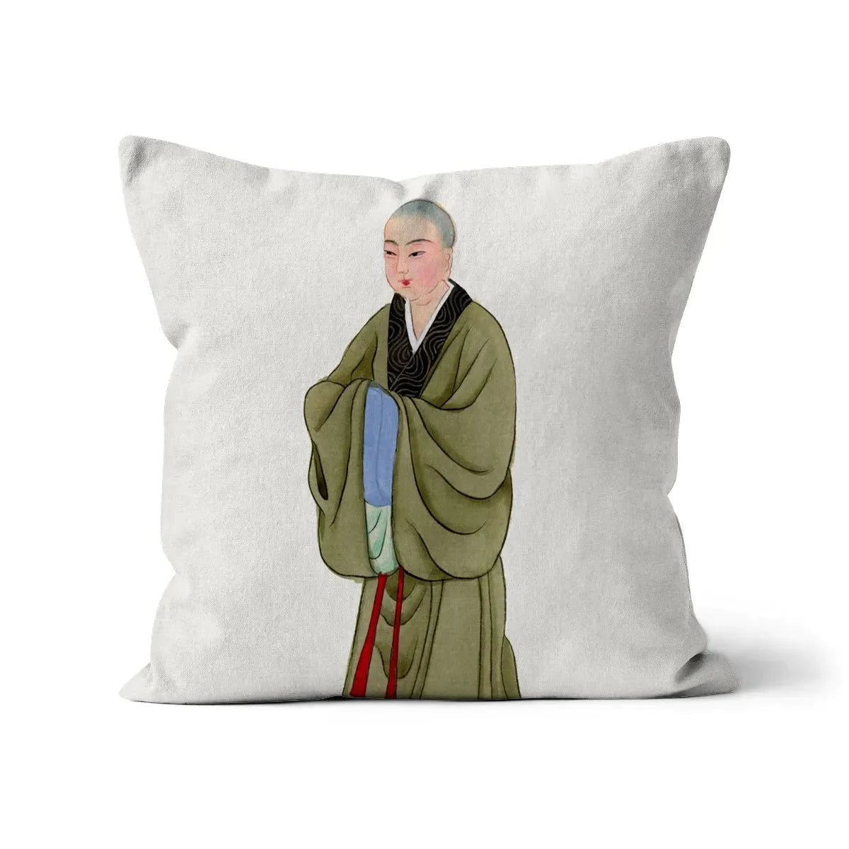 Chinese Buddhist Monk Cushion - Linen / 16’x16’ - Throw Pillows - Aesthetic Art