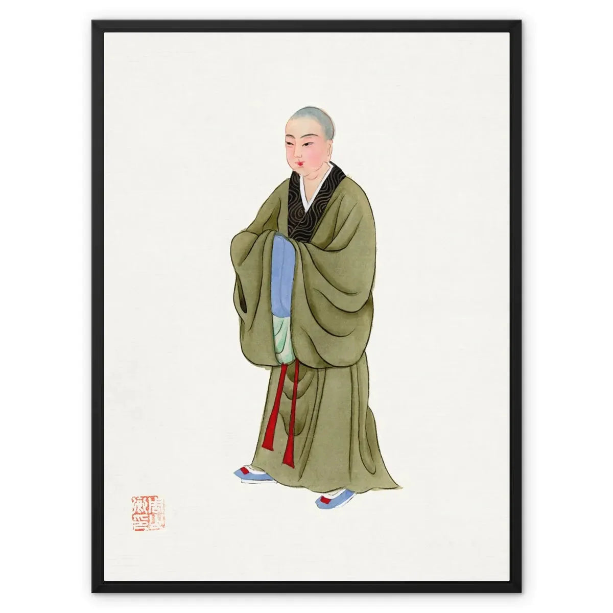Chinese Buddhist Monk Framed Canvas - 24’x32’ - Posters Prints & Visual Artwork - Aesthetic Art