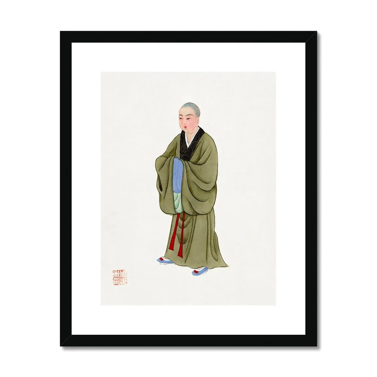 Chinese Buddhist Monk Framed & Mounted Print - 16’x20’ / Black Frame - Posters Prints & Visual Artwork - Aesthetic Art
