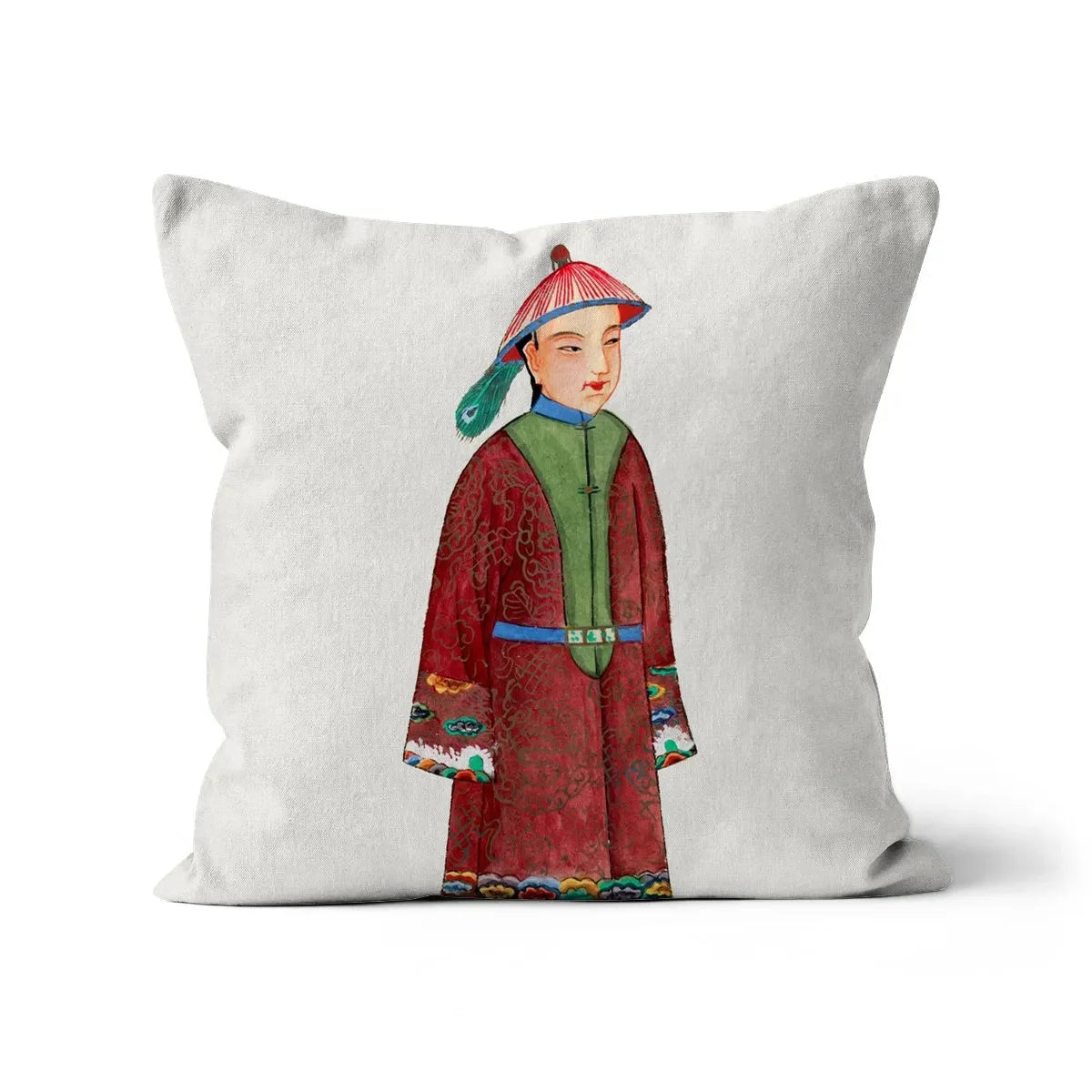 Chinese Dandy Cushion - Linen / 16’x16’ - Throw Pillows - Aesthetic Art
