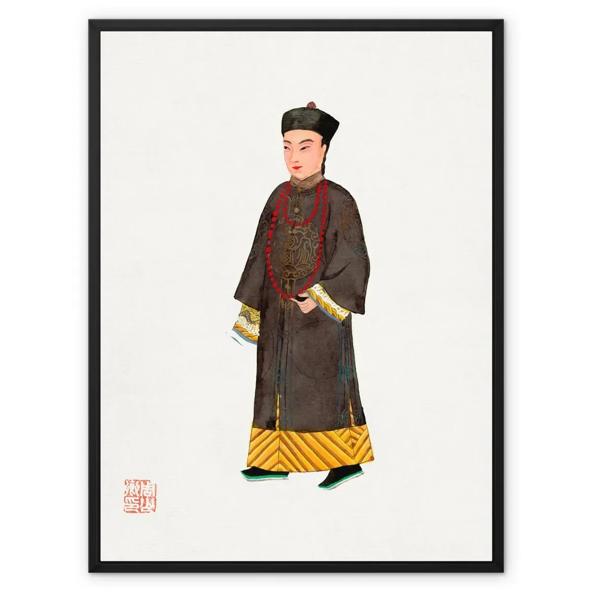 Chinese Emperor’s Courtier Framed Canvas - 24’x32’ / Black Frame / White Wrap - Posters Prints & Visual Artwork