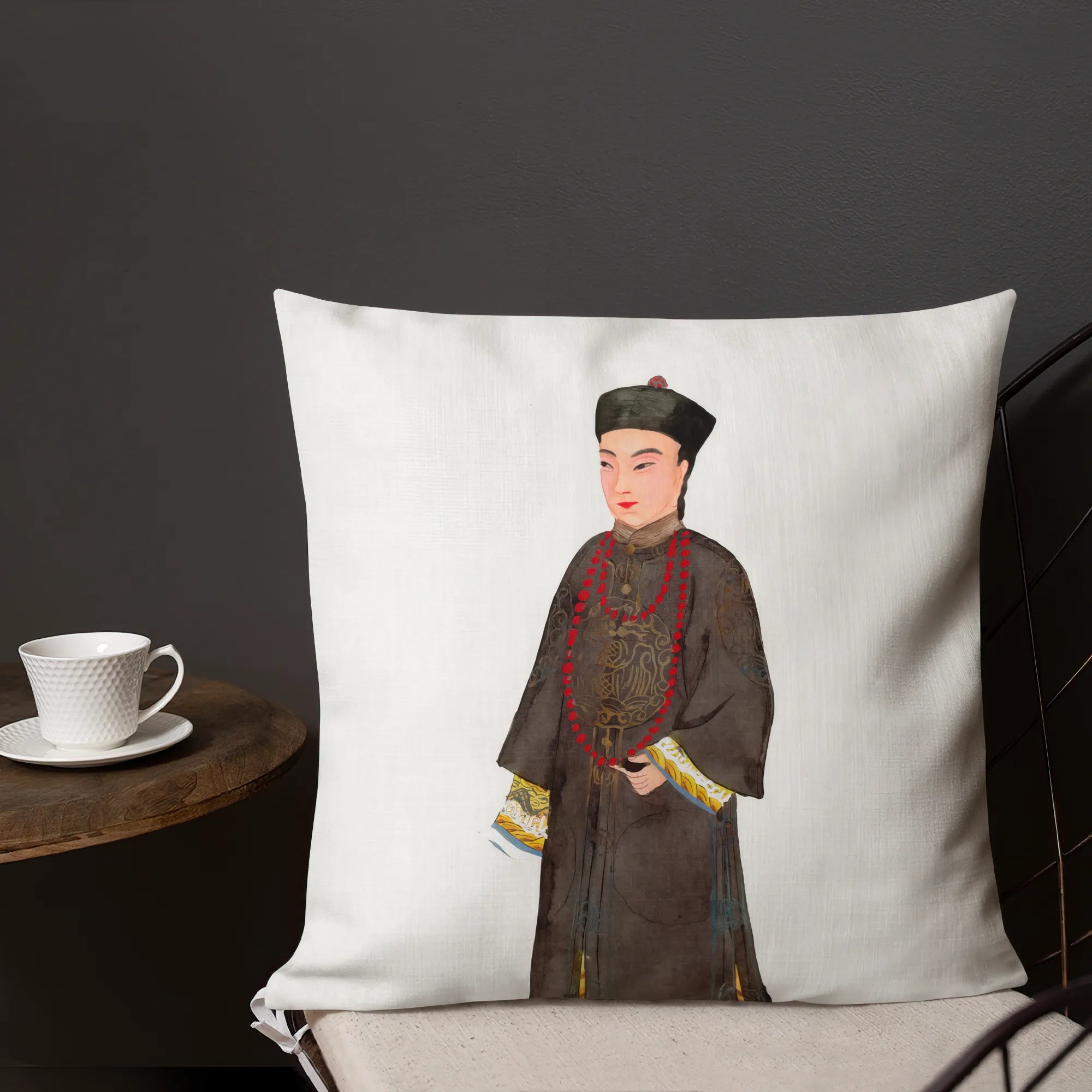 Chinese Emperor’s Courtier Cushion - Throw Pillows - Aesthetic Art