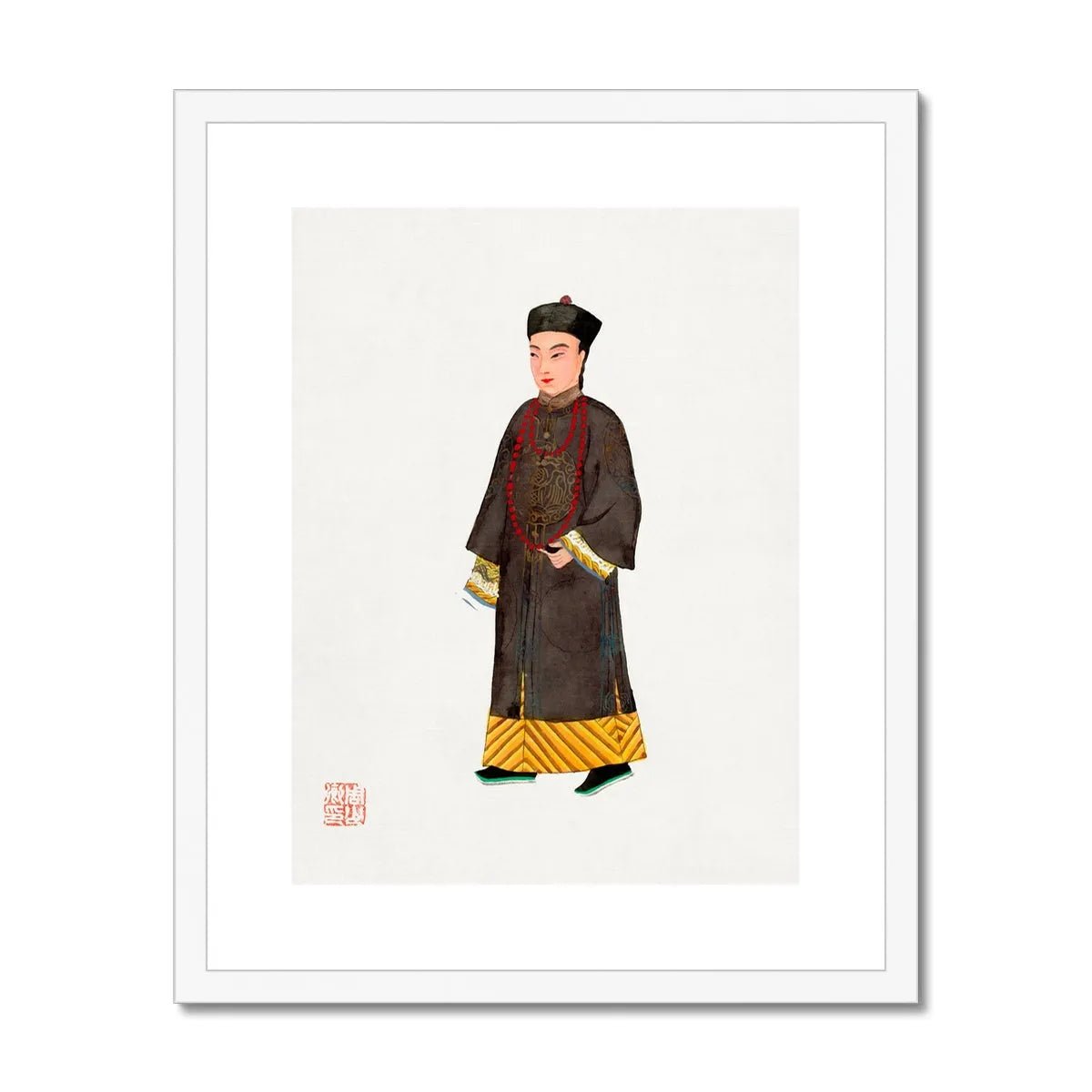 Chinese Emperor’s Courtier Framed & Mounted Print - 16’x20’ / White Frame - Posters Prints & Visual Artwork