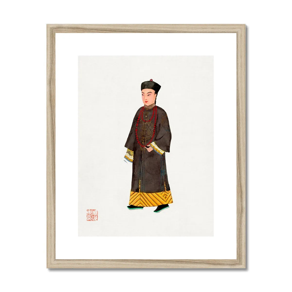 Chinese Emperor’s Courtier Framed & Mounted Print - 16’x20’ / Natural Frame - Posters Prints & Visual Artwork