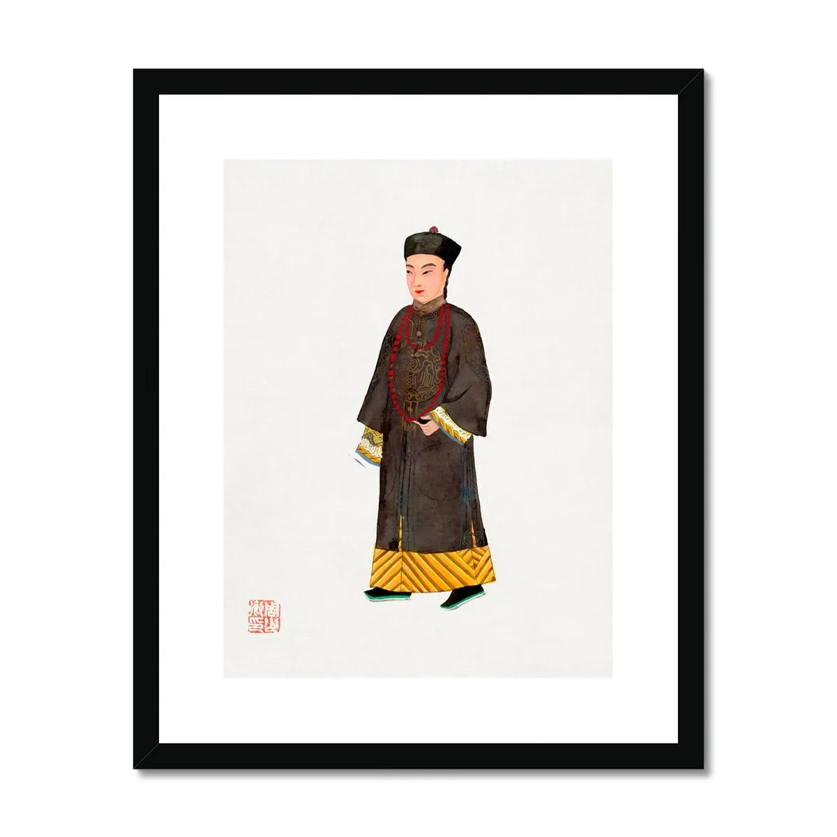 Chinese Emperor’s Courtier Framed & Mounted Print - 16’x20’ / Black Frame - Posters Prints & Visual Artwork