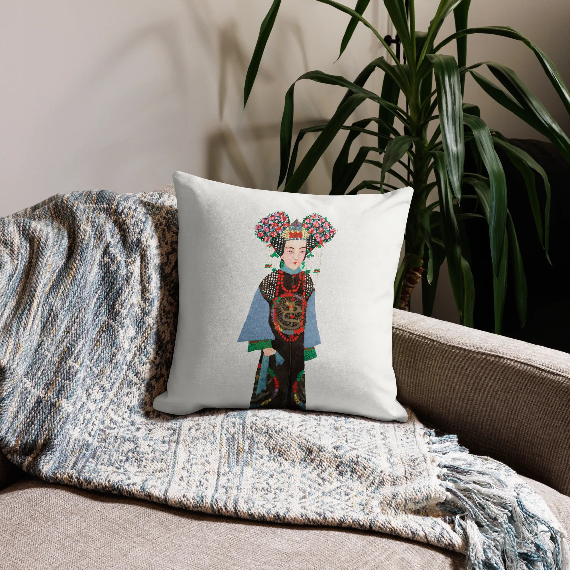 Chinese Empress Cushion - Throw Pillows - Aesthetic Art