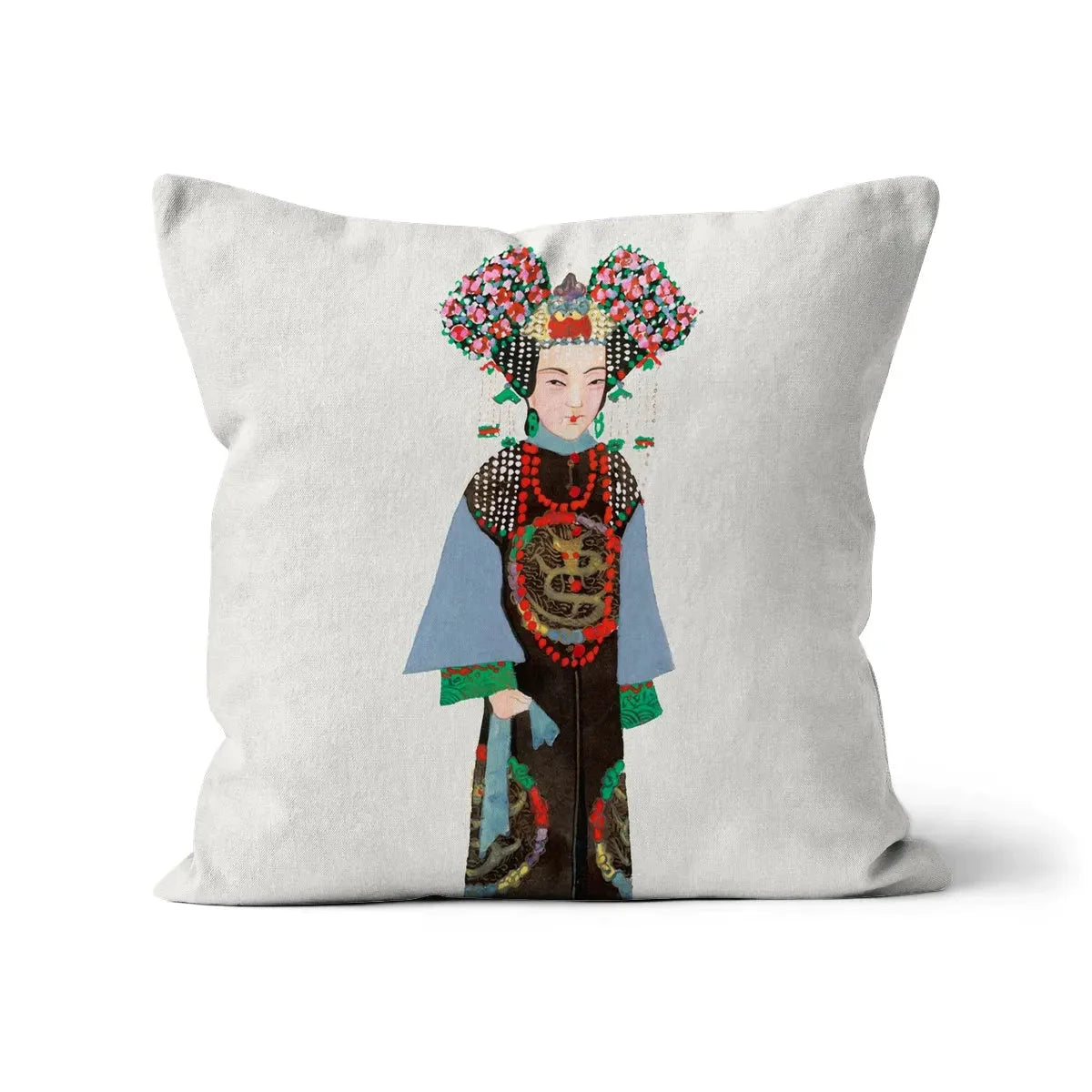 Chinese Empress Cushion - Linen / 16’x16’ - Throw Pillows - Aesthetic Art