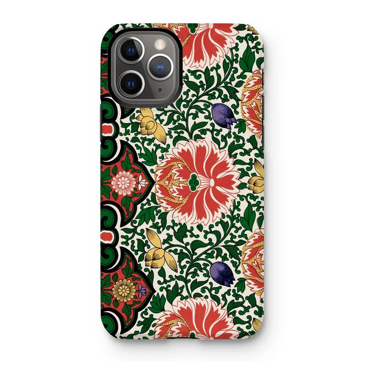 Chinese Floral Pattern - Owen Jones Iphone Case, 11 Pro / Matte, Floral-patterned Iphone Case Vibrant Design Red Flowers Green