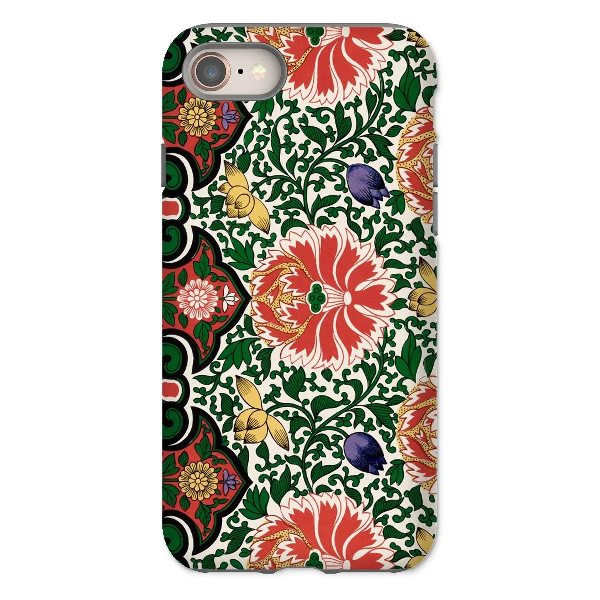 Chinese Floral Pattern - Owen Jones Iphone Case, 8 / Matte, Floral Patterned Phone Case Vibrant Red Green Gold