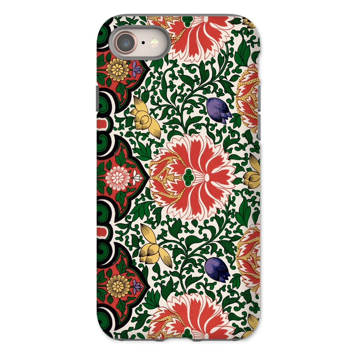 Chinese Floral Pattern Owen Jones Iphone Case, 8 / Matte, Floral Patterned Phone Case Vibrant Red Green Gold