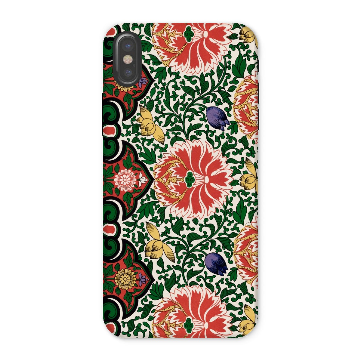 Chinese Floral Pattern Owen Jones Iphone Case, x / Matte, Floral Patterned Phone Case Vibrant Red Green Yellow