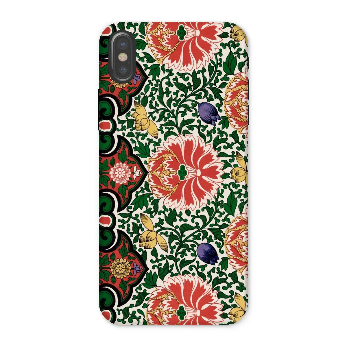 Chinese Floral Pattern - Owen Jones Iphone Case, x / Matte, Floral Patterned Phone Case Vibrant Red Green Yellow