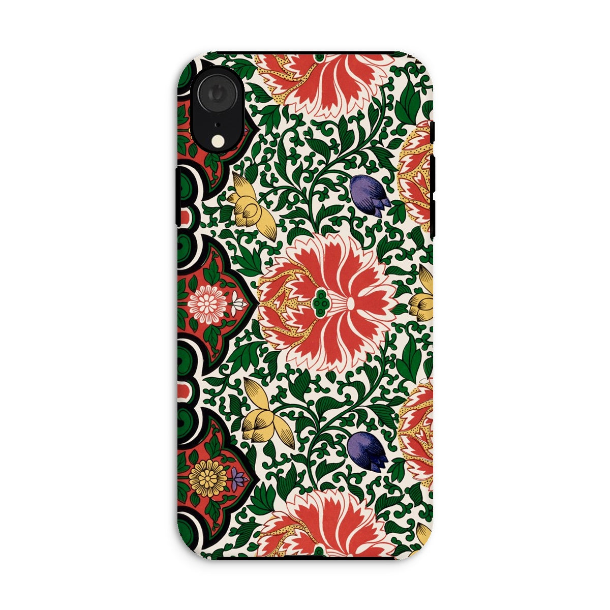 Chinese Floral Pattern Owen Jones Iphone Case, Xr / Matte, Floral Patterned Phone Case Vibrant Red Flowers Green