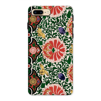 Chinese Floral Pattern - Owen Jones Phone Case Iphone 8 Plus / Matte Patterned Vibrant Red Flowers Green Symphony, Rhythmic Blooms Burst