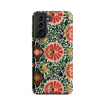 Chinese Floral Pattern - Owen Jones Phone Case Samsung Galaxy S21 Fe / Matte Vibrant Red Green Floral-patterned Intricate Gold Symphony,