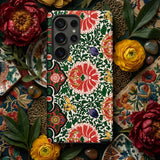 Chinese Floral Pattern - Owen Jones Phone Case Vibrant Floral-patterned Bold Red Green Gold Symphony, Rhythmic Blooms Burst Mobile Cases