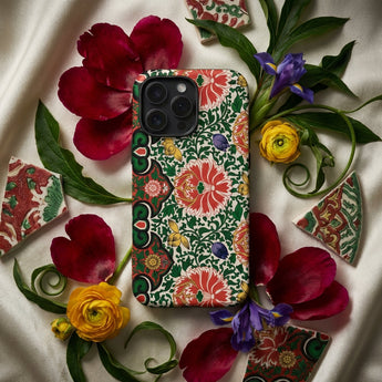Chinese Floral Pattern - Owen Jones Phone Case Vibrant Floral-patterned Red Green Yellow Blossoms Symphony, Rhythmic Blooms Burst Mobile