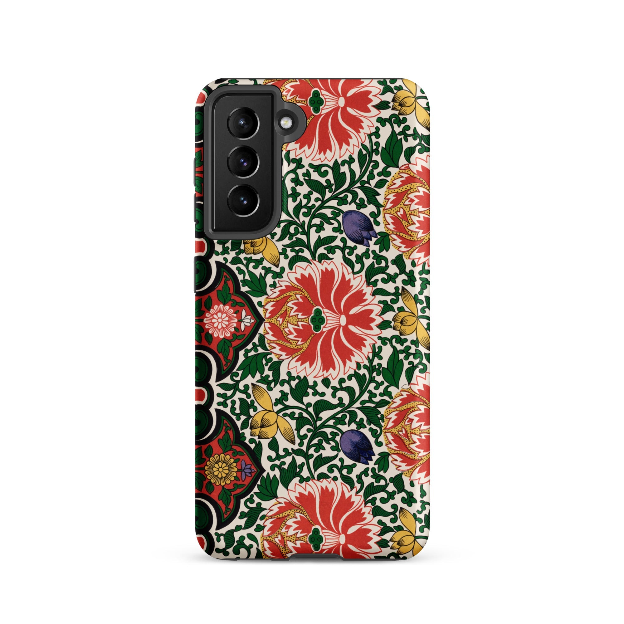 Chinese Floral Pattern Owen Jones Samsung Case, Galaxy S21 / Matte, Smartphone Case Vibrant Floral Foliage Pattern Red Yellow