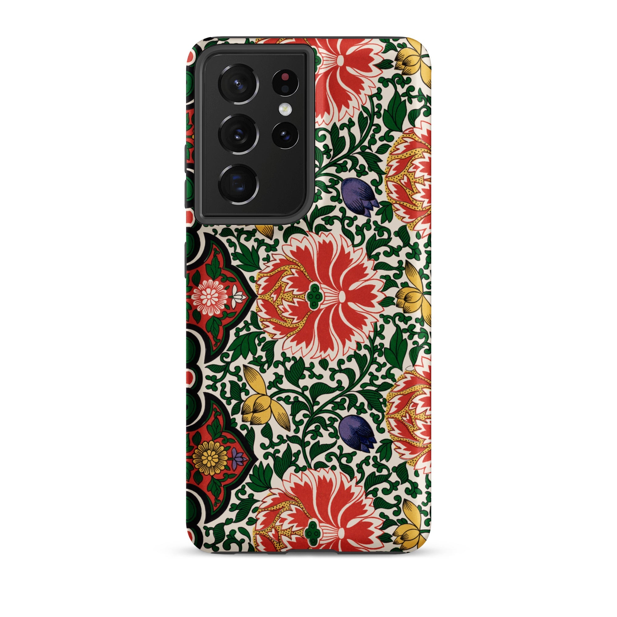 Chinese Floral Pattern Owen Jones Samsung Case, Galaxy S21 Ultra / Matte, Smartphone Case Vibrant Floral Pattern Red Yellow Blue