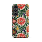 Chinese Floral Pattern Owen Jones Samsung Case, Galaxy S24 Plus / Matte, Smartphone Case Vibrant Floral Botanical Pattern Red Orange