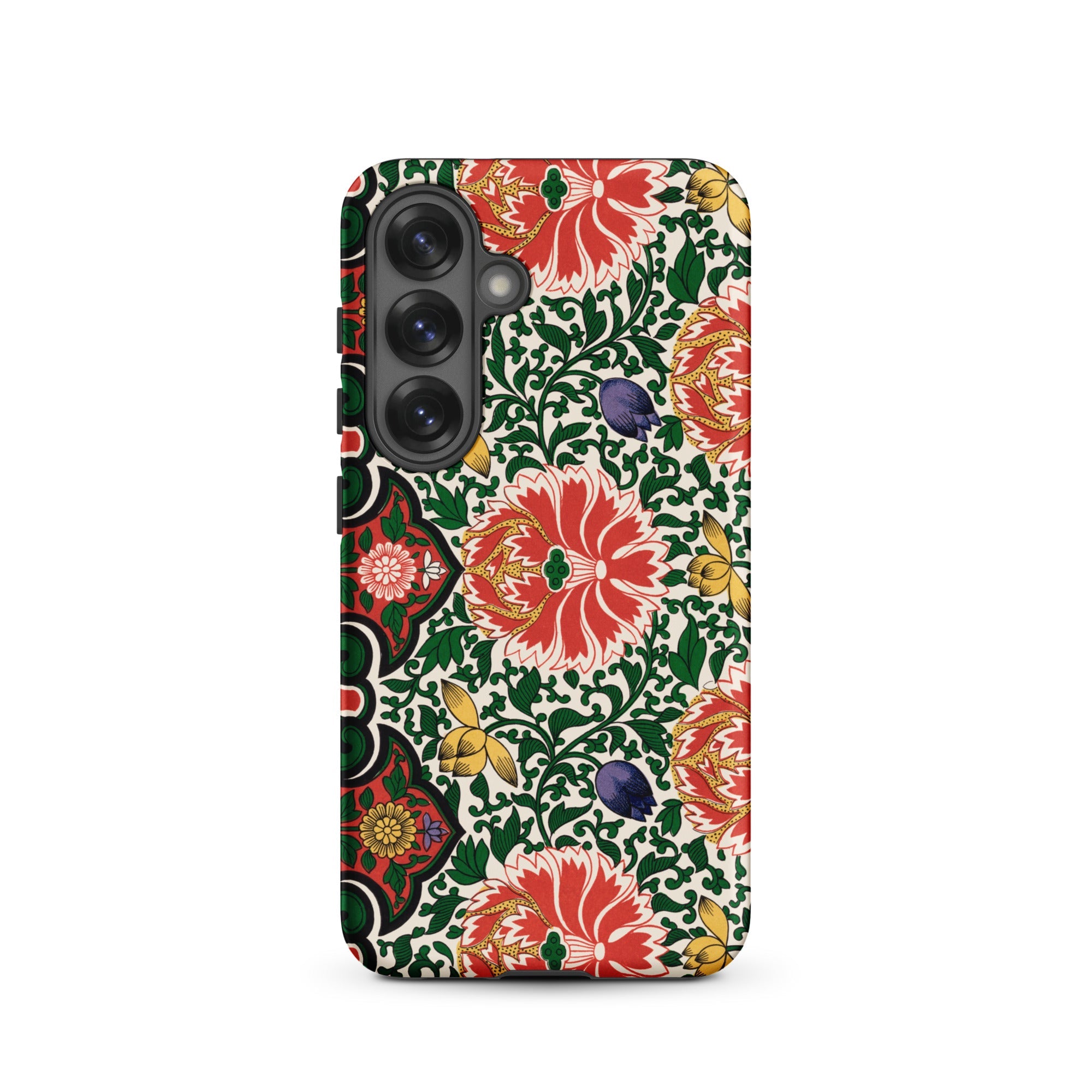 Chinese Floral Pattern Owen Jones Samsung Case, Galaxy S25 / Matte, Smartphone Case Vibrant Floral Pattern Red Orange Flowers