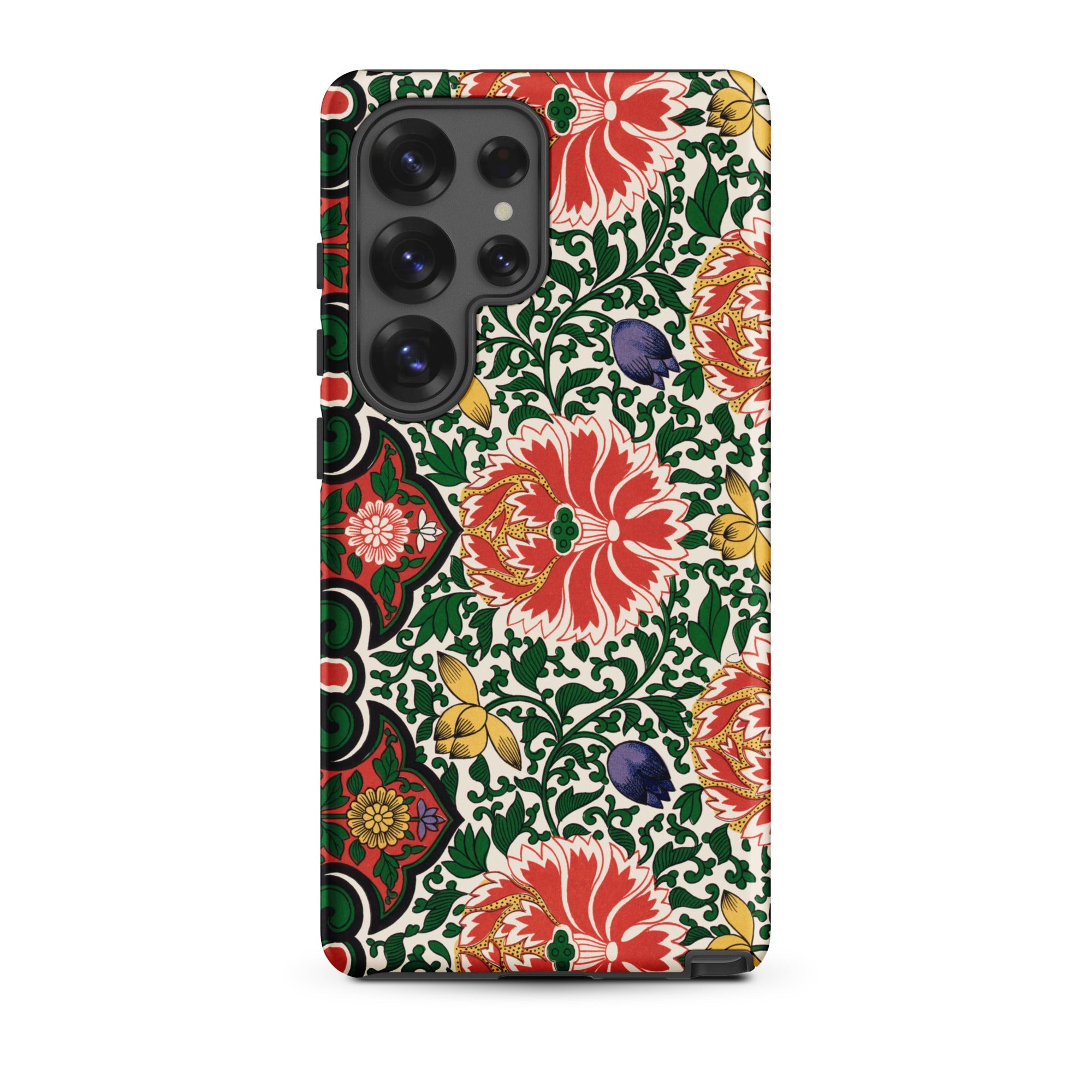 Chinese Floral Pattern Owen Jones Samsung Case, Galaxy S25 Ultra / Matte, Smartphone Case Vibrant Floral Pattern Black Camera Module