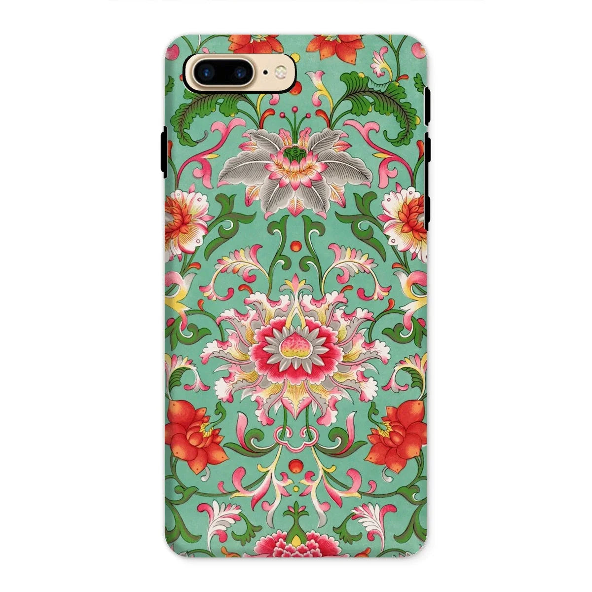 Chinese Florals - Owen Jones Chinoiserie Iphone Case, 8 Plus / Matte, Floral Patterned Phone Case Vibrant Red Pink Green