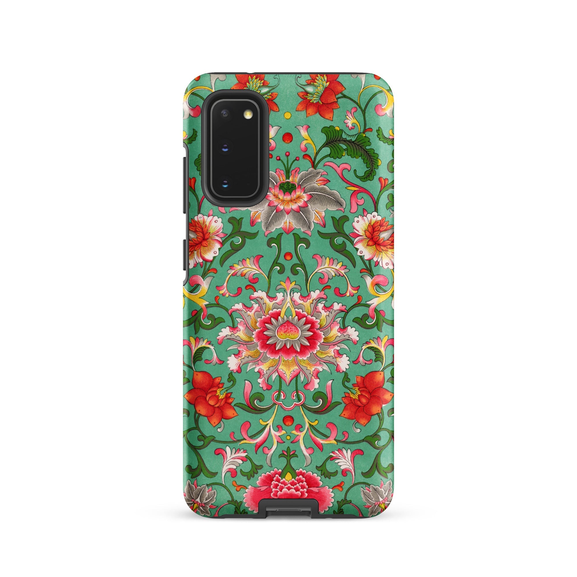 Chinese Florals Owen Jones Chinoiserie Samsung Case, Galaxy S20 / Matte, Smartphone Case Vibrant Floral Pattern Teal Background