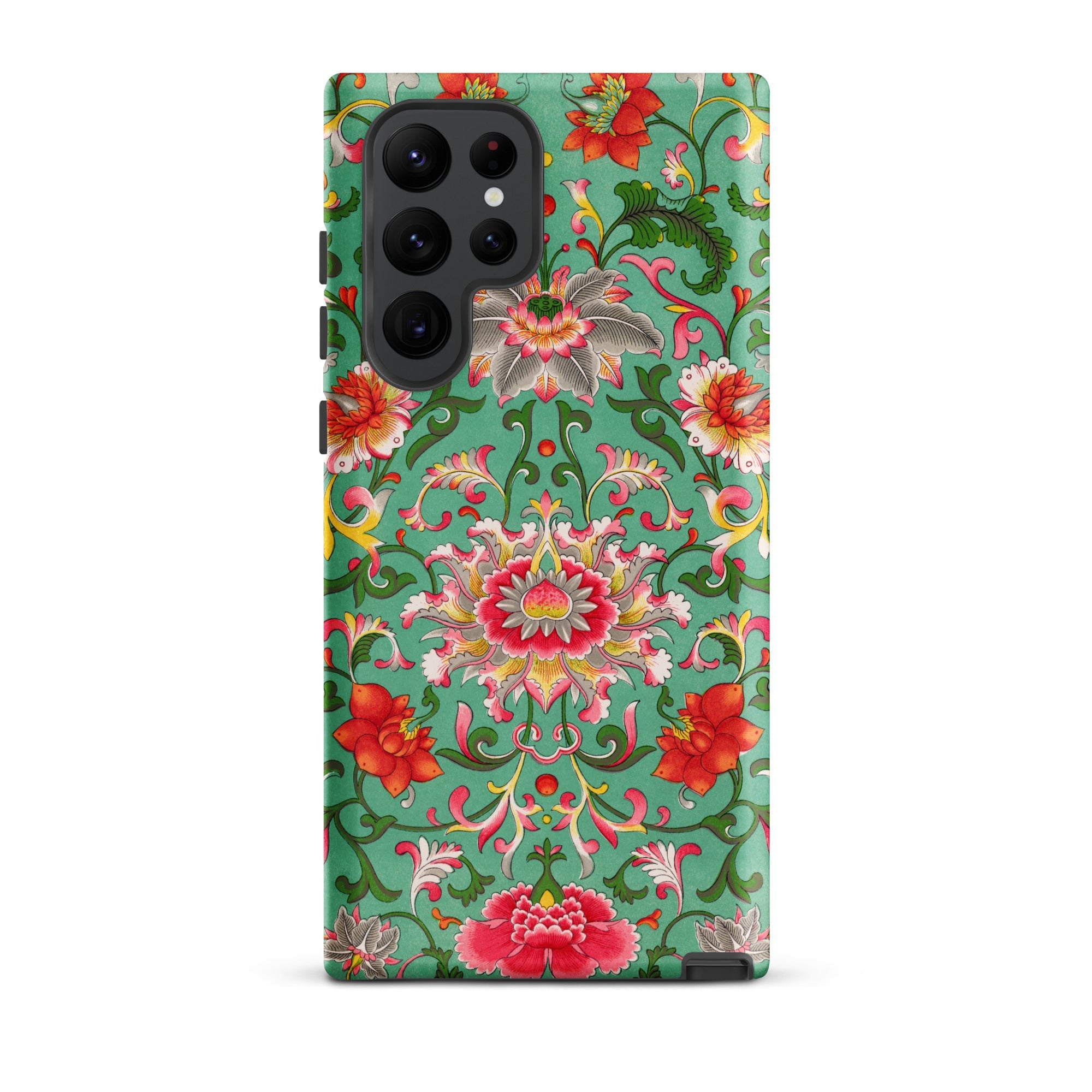 Chinese Florals Owen Jones Chinoiserie Samsung Case, Galaxy S22 Ultra / Matte, Smartphone Vibrant Green Floral Patterned Case