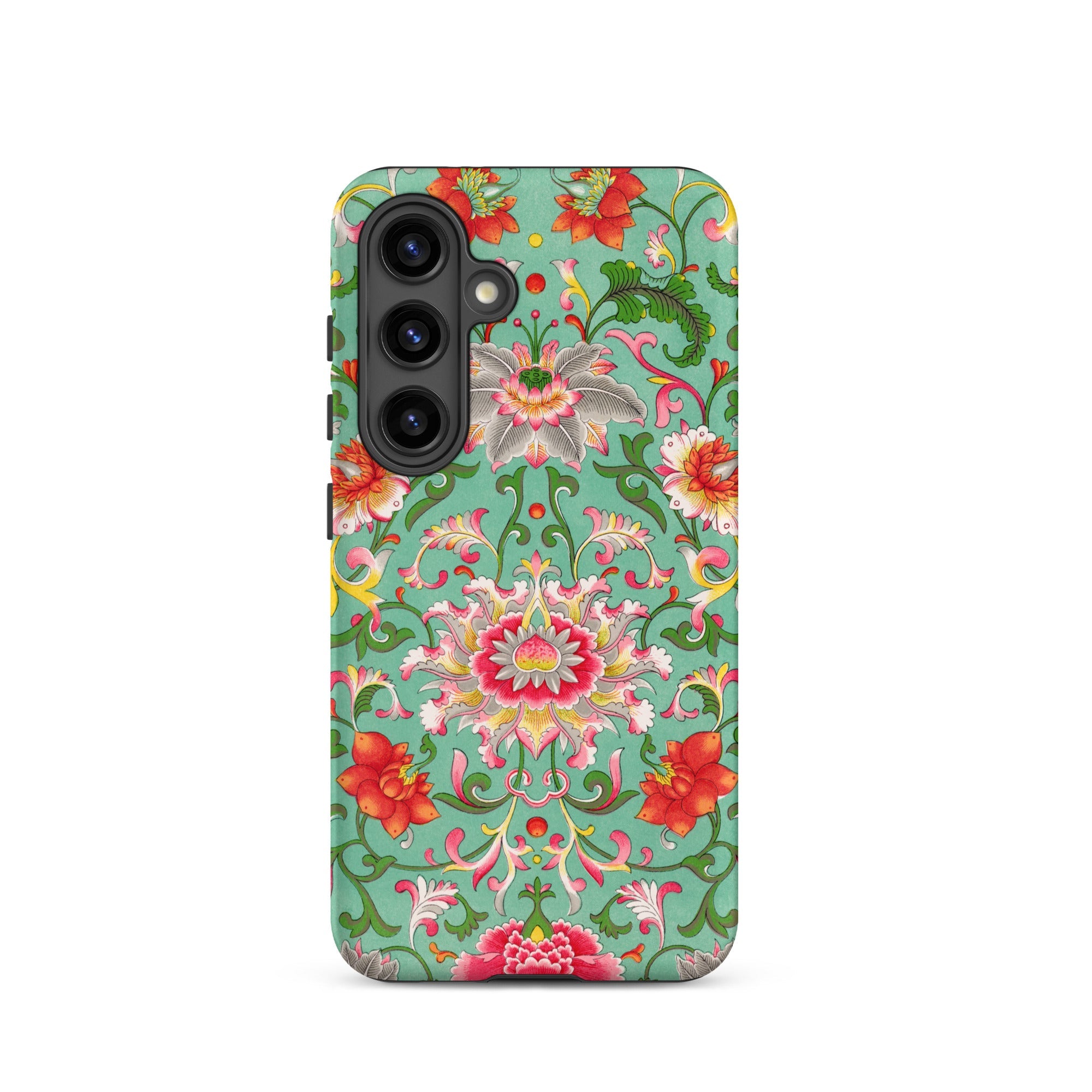 Chinese Florals Owen Jones Chinoiserie Samsung Case, Galaxy S24 / Matte, Mint Green Phone Case Vibrant Floral Foliage Pattern