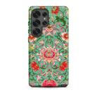 Chinese Florals Owen Jones Chinoiserie Samsung Case, Galaxy S25 Ultra / Matte, Smartphone Case Vibrant Floral Pattern Teal Background