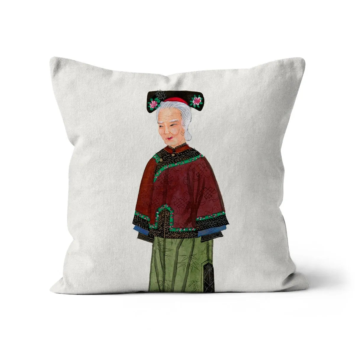 Chinese Grand Dame Too Cushion - Throw Pillows - Aesthetic Art