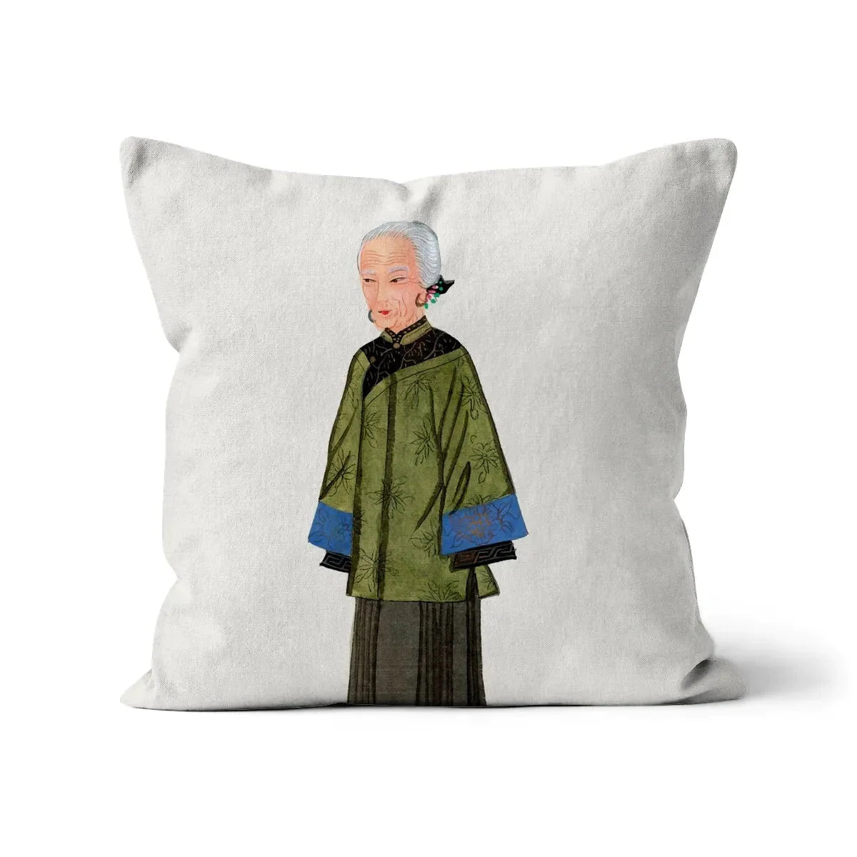 Chinese Grand Dame Cushion - Linen / 16’x16’ - Throw Pillows - Aesthetic Art