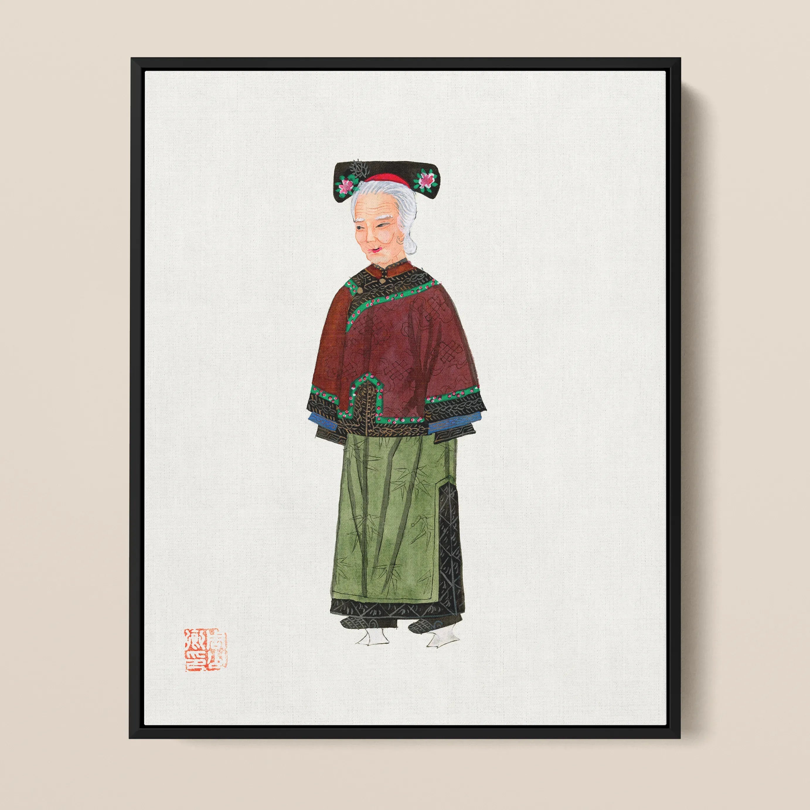 Chinese Grand Dame Too Framed Canvas - Posters Prints & Visual Artwork - Aesthetic Art