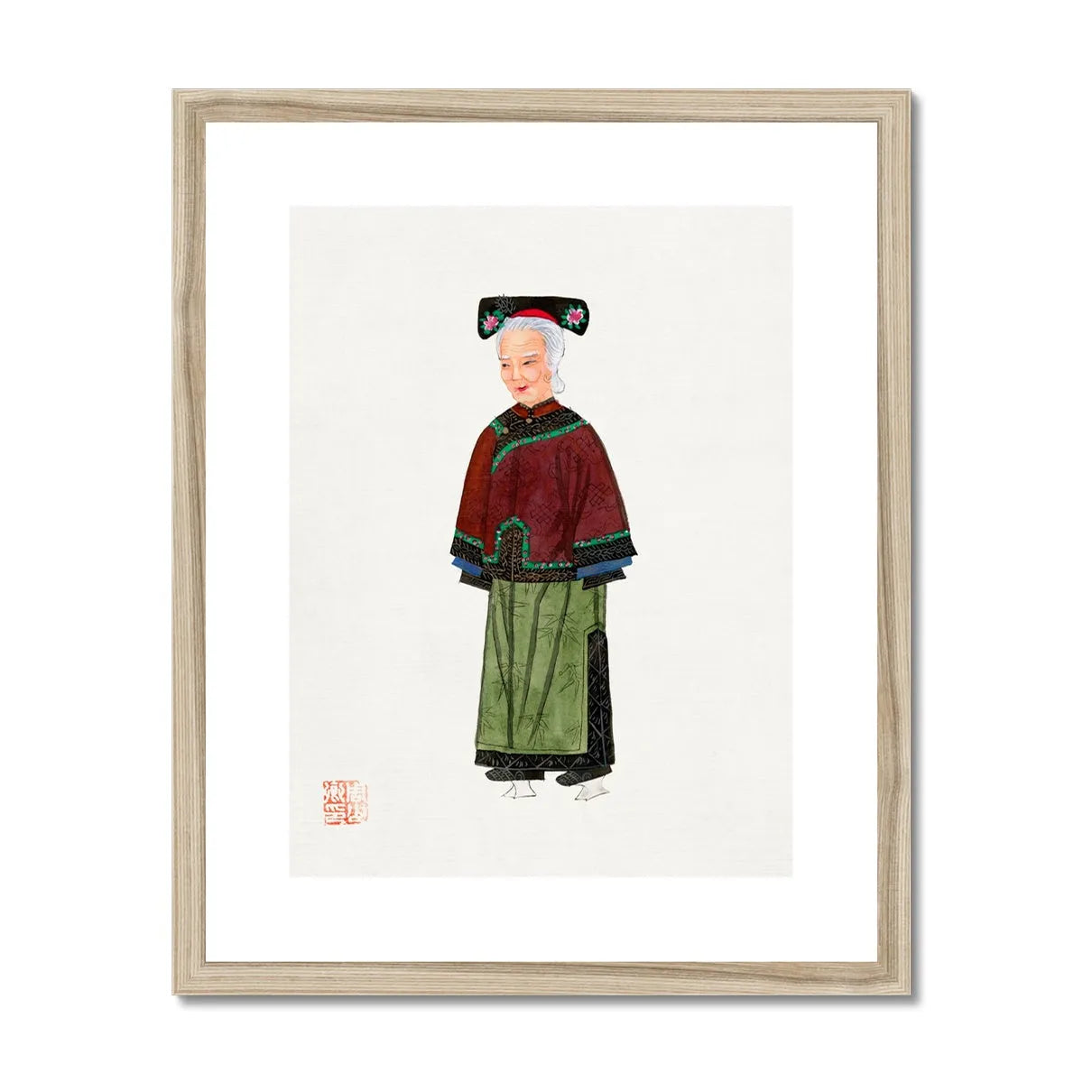 Chinese Grand Dame Too Framed Giclee Print - 16’x20’ / Natural Frame - Posters Prints & Visual Artwork - Aesthetic Art