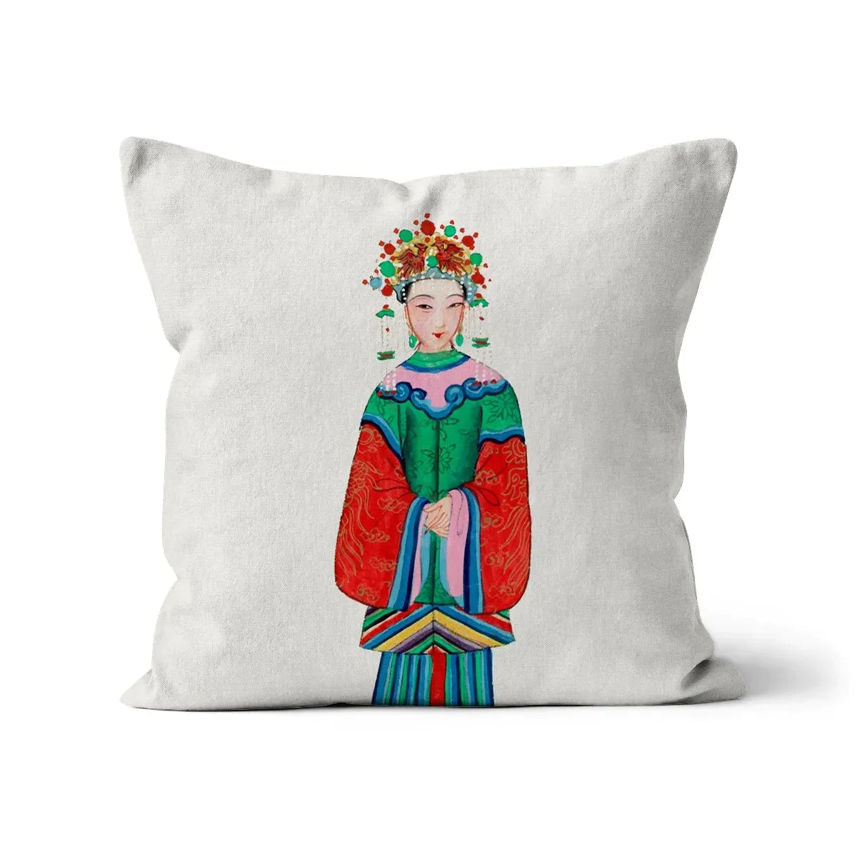 Chinese Imperial Princess Cushion - Linen / 16’x16’ - Throw Pillows - Aesthetic Art