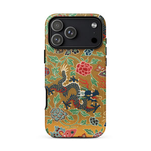 Chinese and Japanese Pattern - Auguste Racinet Phone Case Iphone 17 Pro Max / Matte Gold-toned Phone Case Detailed Black Dragon Red Accents
