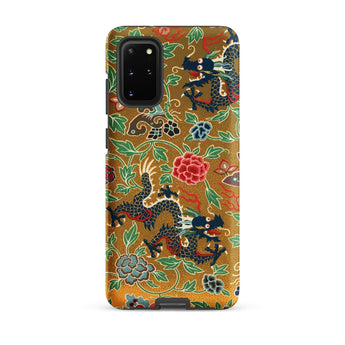 Chinese and Japanese Pattern - Auguste Racinet Phone Case Samsung Galaxy S20 Plus / Matte Gold-colored Phone Case Intricate Black Dragons