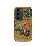Chinese and Japanese Pattern - Auguste Racinet Phone Case Samsung Galaxy S23 / Matte Gold-colored Phone Case Intricate Black Dragons Red