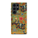 Chinese and Japanese Pattern - Auguste Racinet Phone Case Samsung Galaxy S23 Ultra / Matte Gold-patterned Phone Case Intricate Blue Dragons