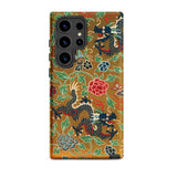 Chinese and Japanese Pattern - Auguste Racinet Phone Case Samsung Galaxy S24 Ultra / Matte Gold-colored Phone Case Intricate Black Dragons