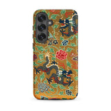 Chinese and Japanese Pattern - Auguste Racinet Phone Case Samsung Galaxy S25 Plus / Matte Phone Case Intricate Black Dragons Red Accents