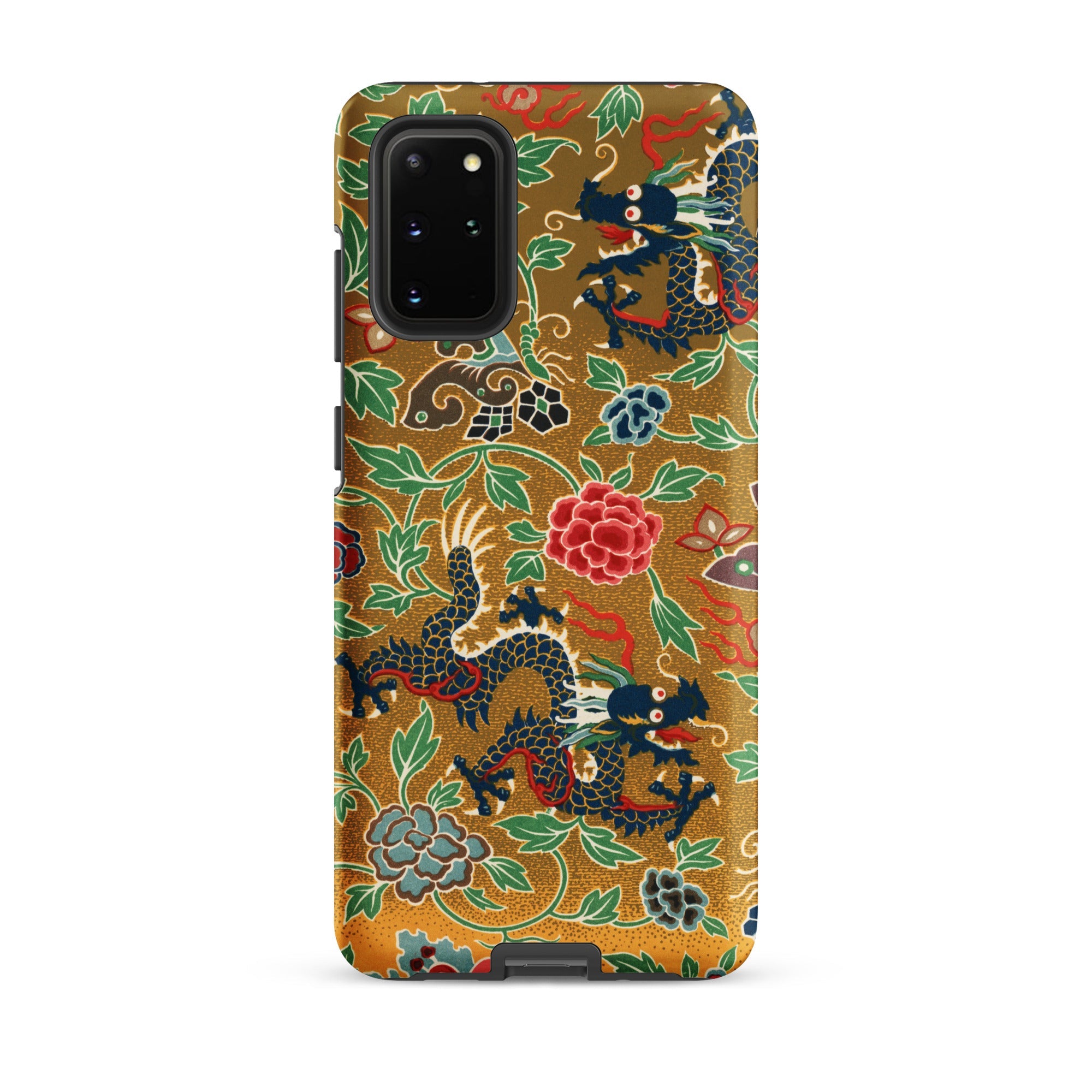 Chinese and Japanese Pattern Auguste Racinet Samsung Case, Galaxy S20 Plus / Matte, Phone Case Vibrant Gold Black Red Green Dragon