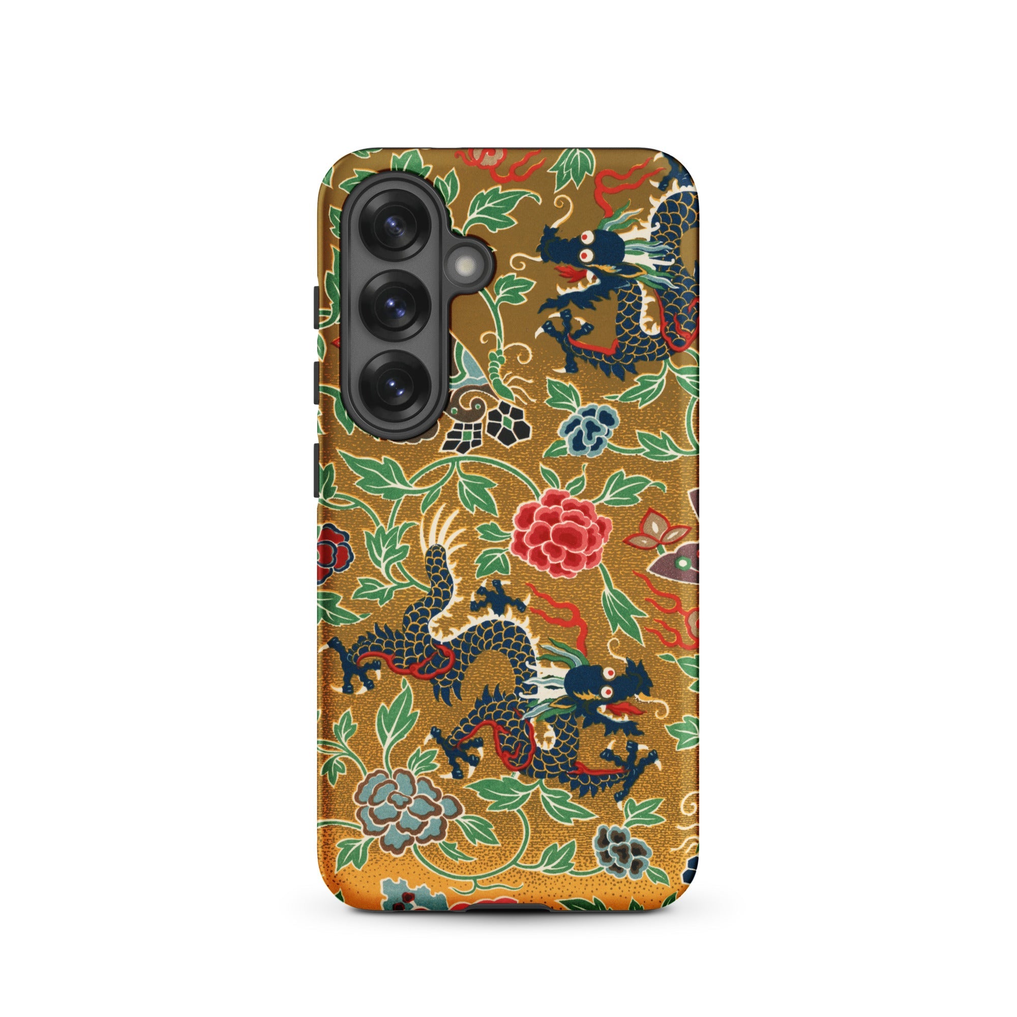 Chinese and Japanese Pattern Auguste Racinet Samsung Case, Galaxy S25 / Matte, Phone Case Vibrant Gold Background Intricate Pattern Two