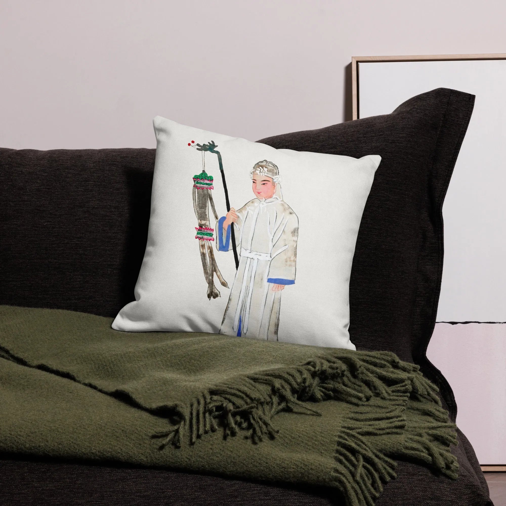 Chinese Man In Mourning Cushion - Throw Pillows - Aesthetic Art