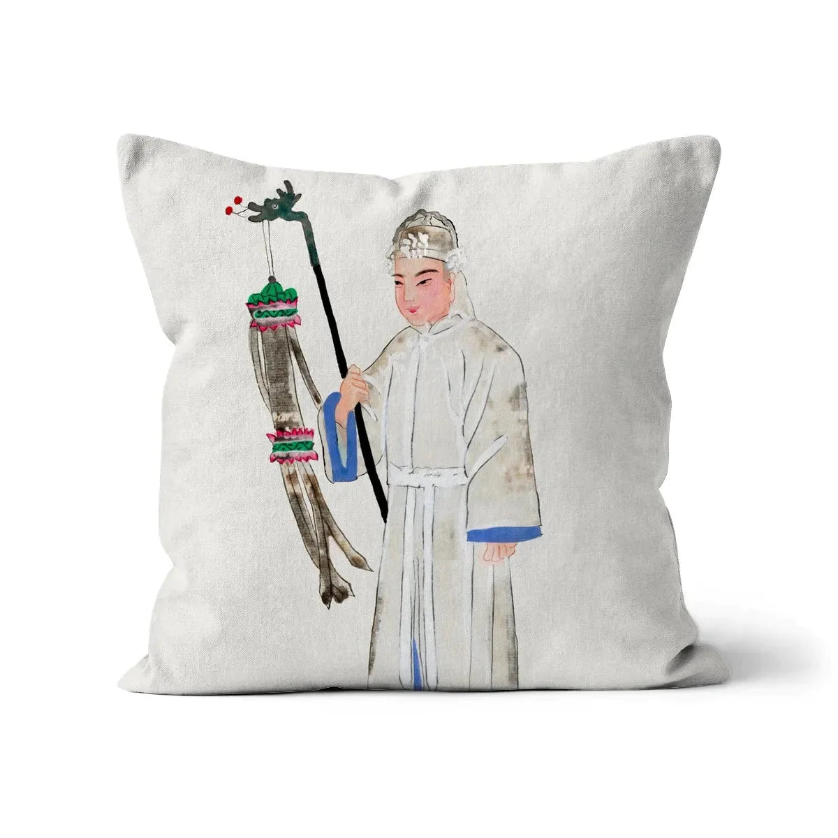 Chinese Man In Mourning Cushion - Linen / 16’x16’ - Throw Pillows - Aesthetic Art