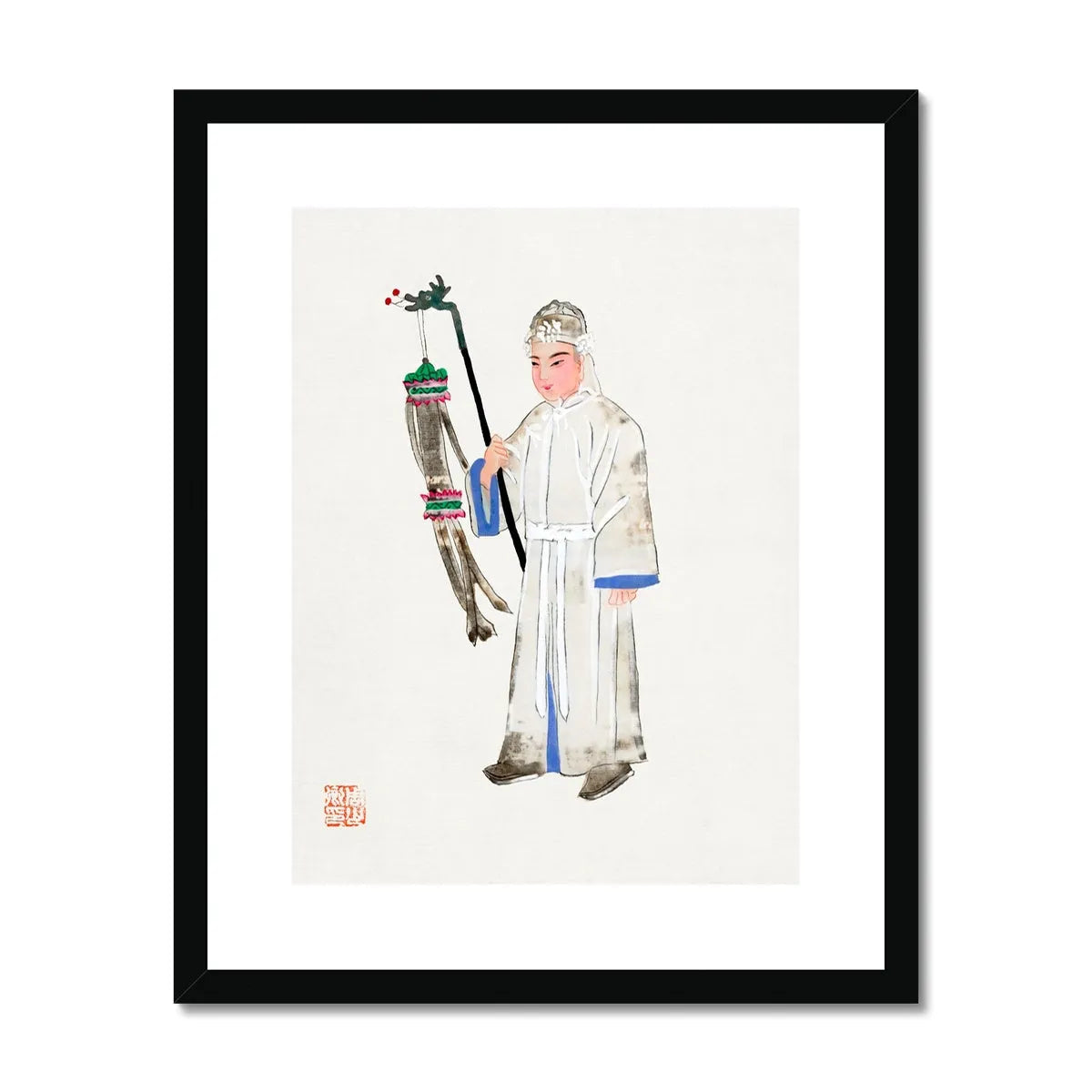 Chinese Man In Mourning Framed & Mounted Print - 16’x20’ / Black Frame - Posters Prints & Visual Artwork - Aesthetic Art